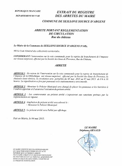 arrete rue du chateau