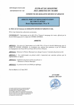 arrêté RD270 +70 conseil général